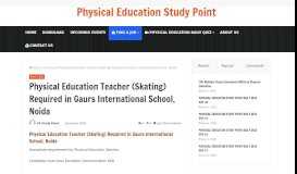 
							         Physical Education Teacher (Skating) Required in Gaurs International ...								  
							    