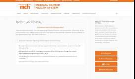 
							         Physician Portal | Medical Center Health System								  
							    