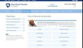 
							         Physicians Search by Specialty - Penn State Health St. Joseph								  
							    