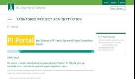 
							         PI Portal | Sponsored Project Administration | The University of Vermont								  
							    