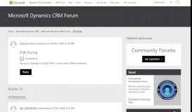 
							         PIA Portal - Microsoft Dynamics CRM Forum Community Forum								  
							    