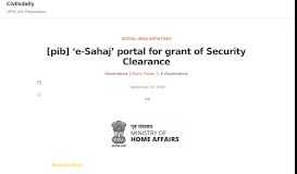 
							         [pib] 'e-Sahaj' portal for grant of Security Clearance - Civilsdaily								  
							    
