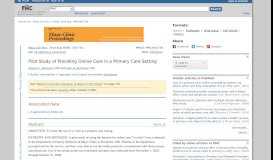 
							         Pilot Study of Providing Online Care in a Primary Care Setting - NCBI								  
							    