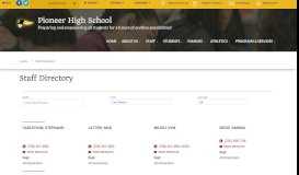 
							         Pioneer High School Staff Directory								  
							    