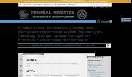
							         Pipeline Safety: Random Drug Testing Rate ... - Federal Register								  
							    