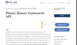 
							         Pitney Bowes Geosearch API (Overview, Documentation ...								  
							    