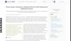 
							         Pitney Bowes Introduces Shipping APIs for USPS Rating and Shipping ...								  
							    