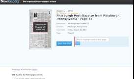 
							         Pittsburgh Post-Gazette from Pittsburgh, Pennsylvania on August 31 ...								  
							    