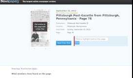 
							         Pittsburgh Post-Gazette from Pittsburgh, Pennsylvania on September ...								  
							    