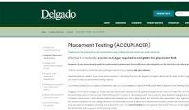 
							         Placement Testing (ACCUPLACER) - Delgado Community College								  
							    
