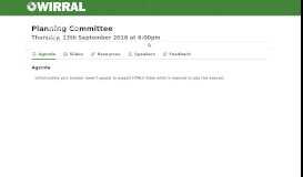 
							         Planning Committee - Thu, 13th Sep 2018 - 6:00 pm - Wirral Council ...								  
							    