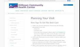 
							         Planning For Your Visit - Hilltown Community Health Center								  
							    