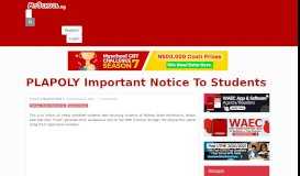 
							         PLAPOLY Important Notice To Students - Myschool								  
							    