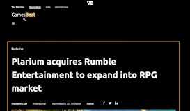 
							         Plarium acquires Rumble Entertainment to expand into RPG market ...								  
							    