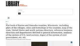 
							         Plat book of Racine and Kenosha counties, Wisconsin : including ...								  
							    