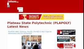 
							         Plateau State Polytechnic (PLAPOLY) Latest News - Myschool								  
							    