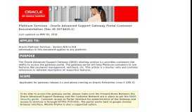 
							         Platinum Services - Oracle Advanced Support Gateway Portal ...								  
							    