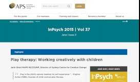 
							         Play therapy: Working creatively with children | APS								  
							    