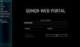 
							         Player Login - QONQR Web Portal								  
							    