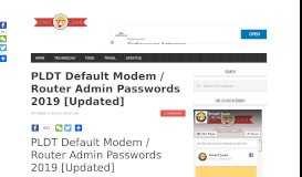 
							         PLDT Default Modem / Router Admin Passwords 2019 ...								  
							    