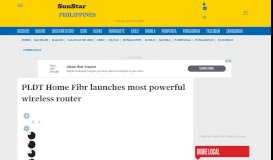 
							         PLDT Home Fibr launches most powerful wireless router - SUNSTAR								  
							    
