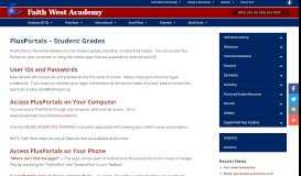 
							         PlusPortals - Student Grades - Faith West Academy								  
							    