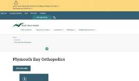 
							         Plymouth Bay Orthopedics | South Shore Health								  
							    