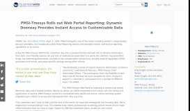 
							         PMSI-Tmesys Rolls out Web Portal Reporting; Dynamic Doorway ...								  
							    
