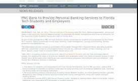 
							         PNC Bank to Provide Personal Banking Services to Florida Tech ...								  
							    