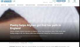 
							         Poetry helps Afghan girl find her path in England - UNHCR								  
							    