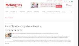
							         PointClickCare buys Meal Metrics - McKnight's Long Term Care								  
							    