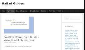 
							         PointClickCare Login Guide - www.pointclickcare.com - Hall of Guides								  
							    