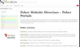 
							         Poker Website Directory | Poker Portals - The Poker Bank								  
							    