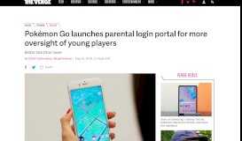 
							         Pokémon Go launches parental login portal for more oversight of ...								  
							    