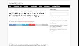 
							         Police Recruitment 2018 – Login Portal, Requirements and How To ...								  
							    