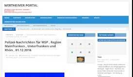 
							         Polizei-Nachrichten für MSP , Region Mainfranken ... - Wertheimer Portal								  
							    