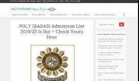 
							         POLYIBADAN Admission List for 2017/18 Is Out - Here's How to Check								  
							    