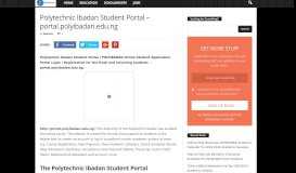 
							         Polytechnic Ibadan Student Portal - portal.polyibadan.edu.ng ...								  
							    