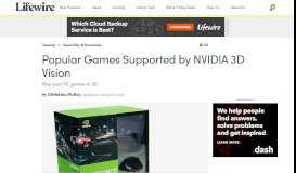 
							         Popular Computer Games Supported by NVIDIA 3D Vision - Lifewire								  
							    