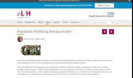 
							         Population Wellbeing Portal goes live! - e-Learning for Healthcare								  
							    