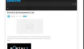 
							         Portal 2 Achievements List - Gamepur								  
							    