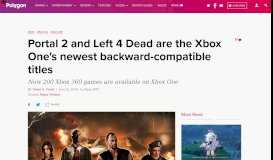 
							         Portal 2 and Left 4 Dead are the Xbox One's newest backward ...								  
							    