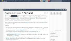 
							         Portal 2 / Awesome Music - TV Tropes								  
							    
