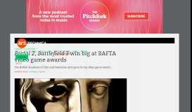
							         Portal 2, Battlefield 3 win big at BAFTA video game awards | Ars ...								  
							    