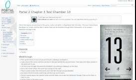 
							         Portal 2 Chapter 3 Test Chamber 13 - Portal Wiki								  
							    