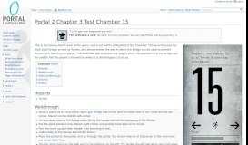 
							         Portal 2 Chapter 3 Test Chamber 15 - Portal Wiki								  
							    