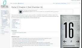 
							         Portal 2 Chapter 3 Test Chamber 16 - Portal Wiki								  
							    