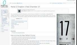 
							         Portal 2 Chapter 3 Test Chamber 17 - Portal Wiki								  
							    
