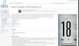 
							         Portal 2 Chapter 4 Test Chamber 18 - Portal Wiki								  
							    