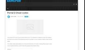 
							         Portal 2 Cheat codes - Gamepur								  
							    